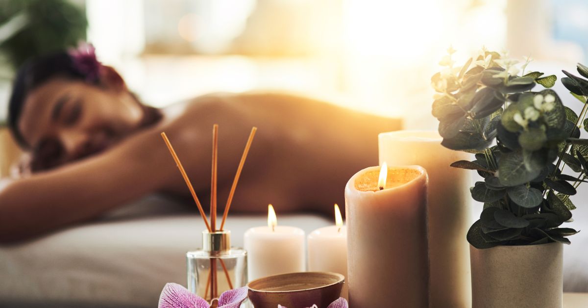 Kvinde nyder et spaophold på Sjælland